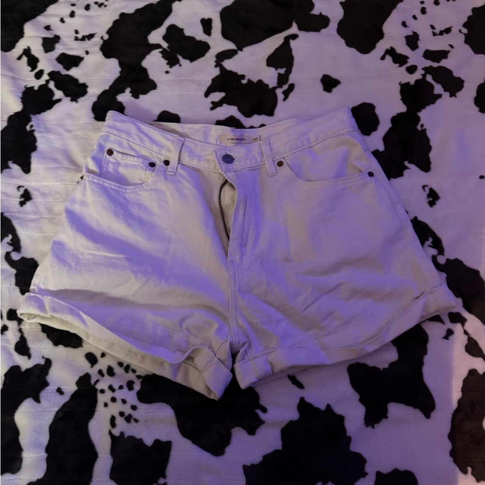 Women's White Levi Denim Shorts